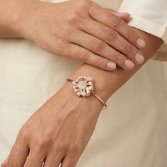 Floral heritage silver kada for women
