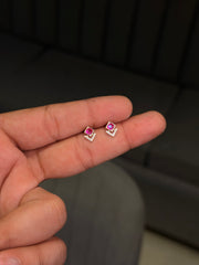 Candy pink silver studs