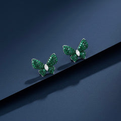 Luna green wing silver stud
