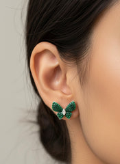 Luna green wing silver stud