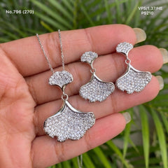 Astra bloom silver pendant set for women