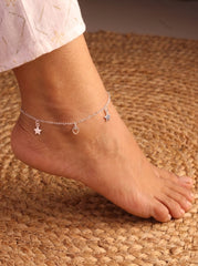 Starlight tassel silver Payal for women
