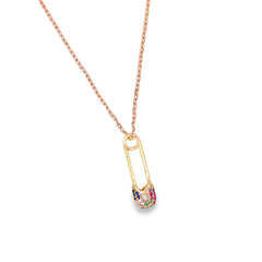 Anchor pin silver chain pendant