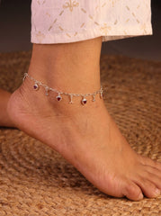 Heart dangles silver Payal for women