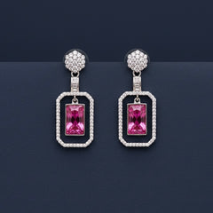 Empress pink glow silver earrings