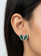 Evergreen butterfly silver stud