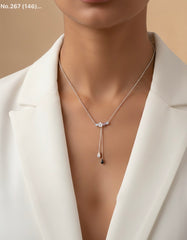 Diamond petal charm silver chain pendant