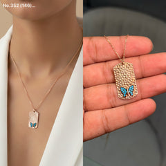 Butterfly turquoise silver chain pendant