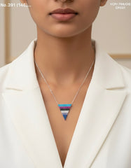 Rainbow thread silver chain pendant