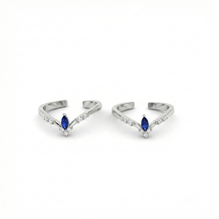 Blue pop silver toerings for women
