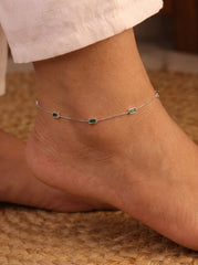 Green symphony silver Payal for women