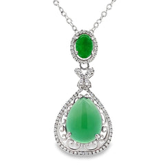Royal Green Drop silver chain pendant