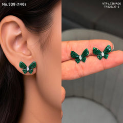 Luna green wing silver stud