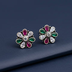 Dual gem grace silver stud