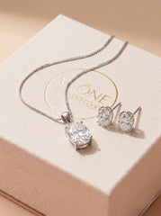 Ovalshine silver pendant set for women