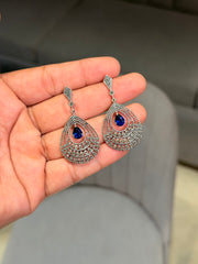 Neelam silver earrings