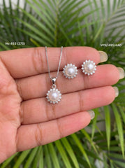 Lumina pearl silver pendant set for women
