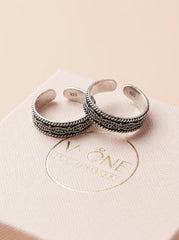 Midnight spark silver toerings for women
