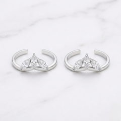 Heaven leaf silver toe rings for women