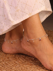 Heart dangles silver Payal for women