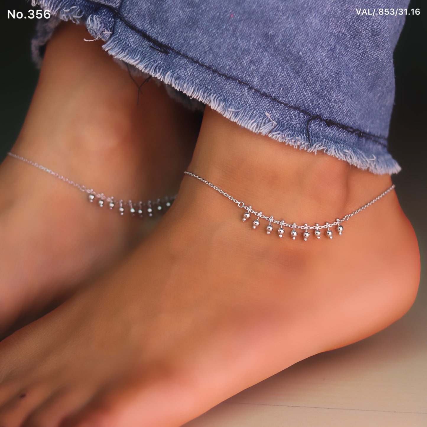 Charm Silver Payal with Dangling Beads for Women