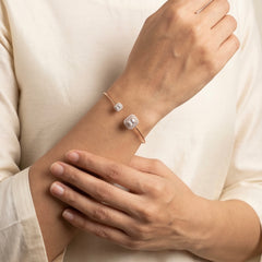 Crystal Twin Silver Kada for women