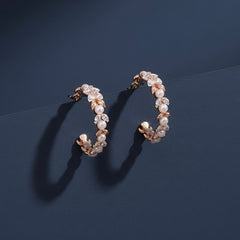 Crystal petal round silver stud