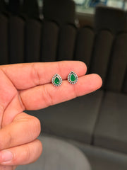 Aura green drop silver stud