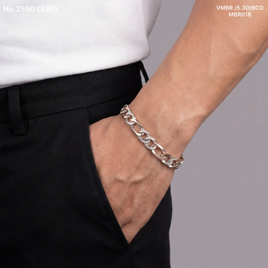 Chrome pulse silver bracelet for men