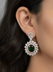 Olive shine silver earrings