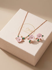 Floral twinkle silver pendant set for women
