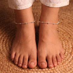 Silver beads dots shine silver Payal for women