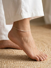 Sleek beads silver Payal for women