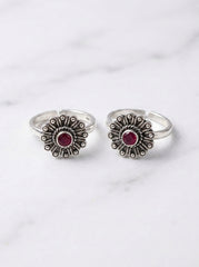 Moon echo oxidised silver toerings for women