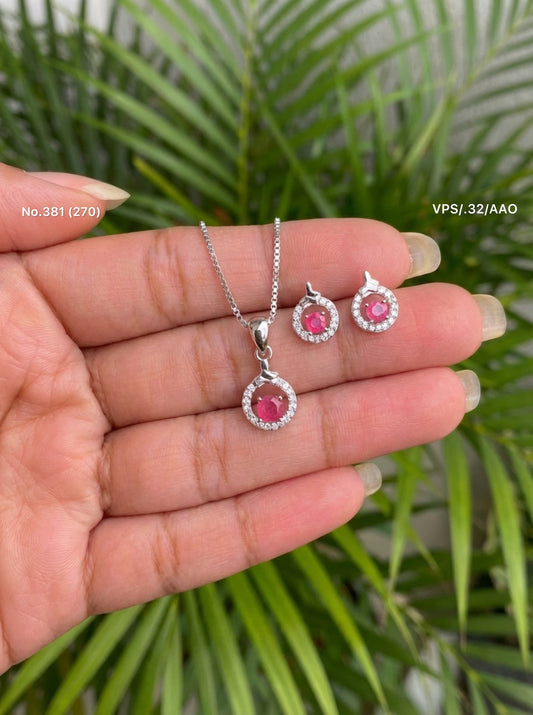 Dream blush silver pendant set for women