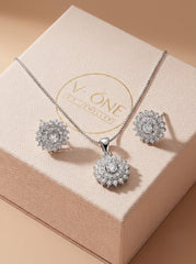 Elunara spark silver pendant set for women