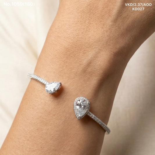 White aura silver kada for women