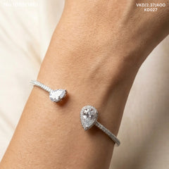 White aura silver kada for women