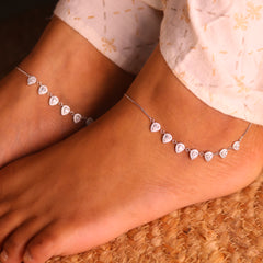 EternaGlow Silver Payal for Women