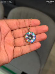 Prism spin silver chain pendant