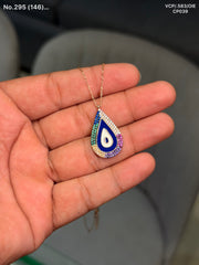 Rainbow drip silver chain pendant