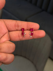 Pink charm silver stud