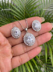 Elara shine silver pendant set for women