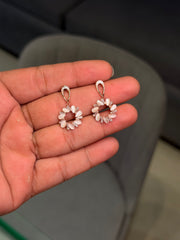 Soft petal swing silver earrings