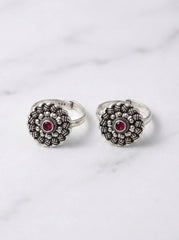 Blossom trail oxidised silver toerings for women
