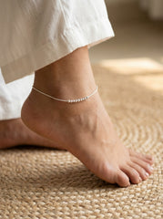 Sleek beads silver Payal for women