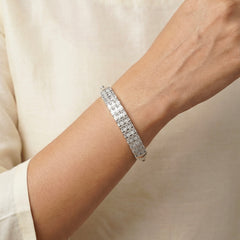Diamond charmline silver kada for women