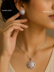 Blossom charm silver pendant set for women