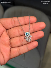 Evil eye sparkle silver chain pendant