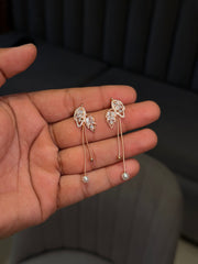 Minimalist pearl silver earrings